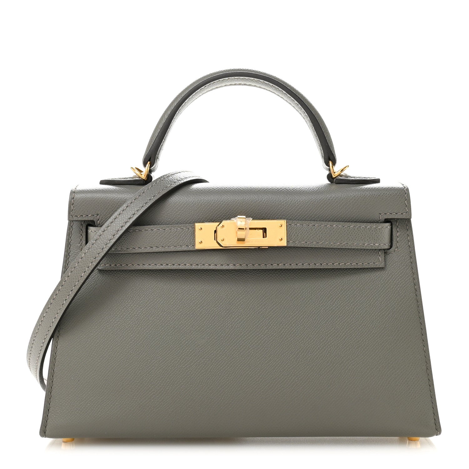Hermes Madame Calfskin Mini Kelly Sellier 20 Gris Meyer 1824616