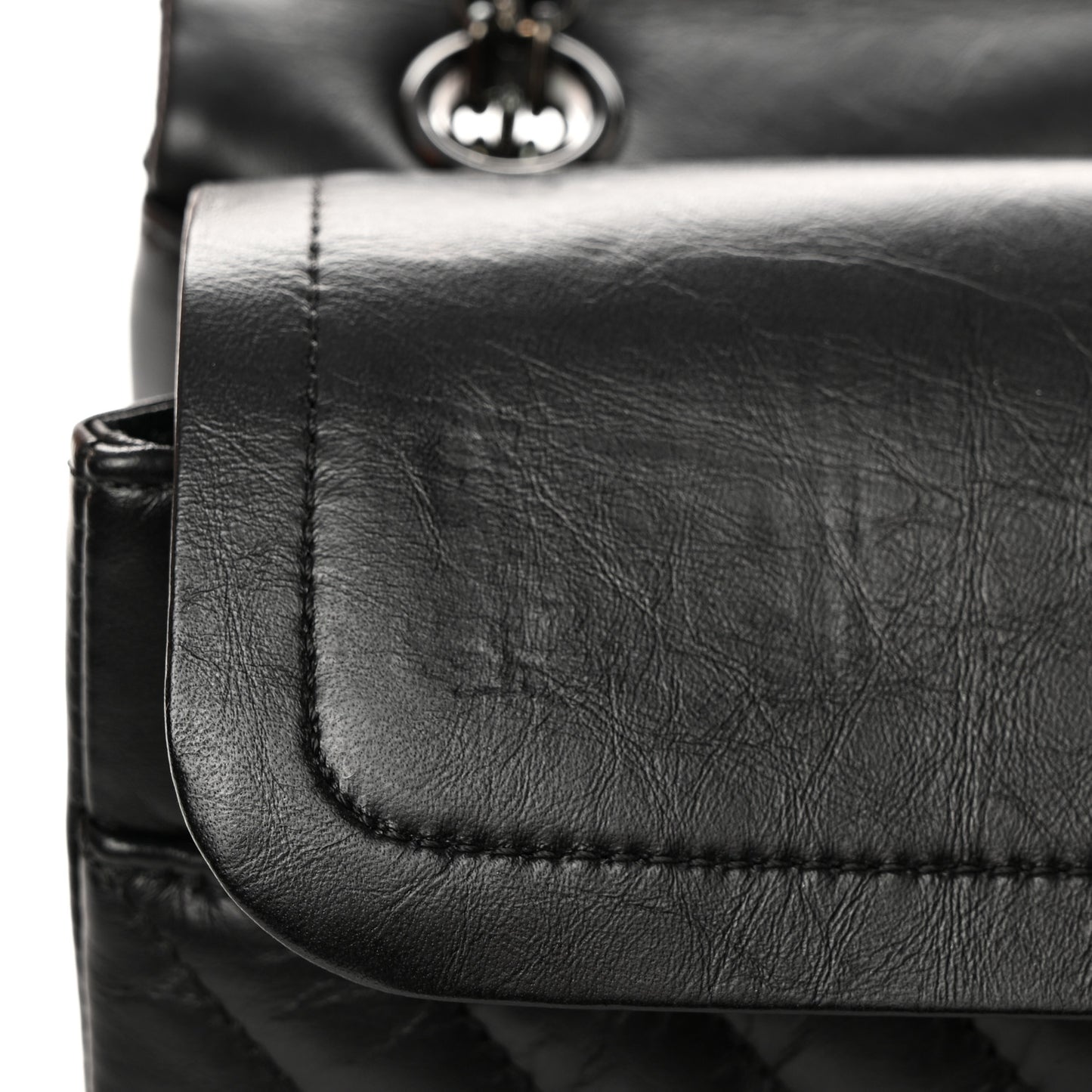 Aged Calfskin Chevron Quilted 2.55 Reissue 225 Flap So Black