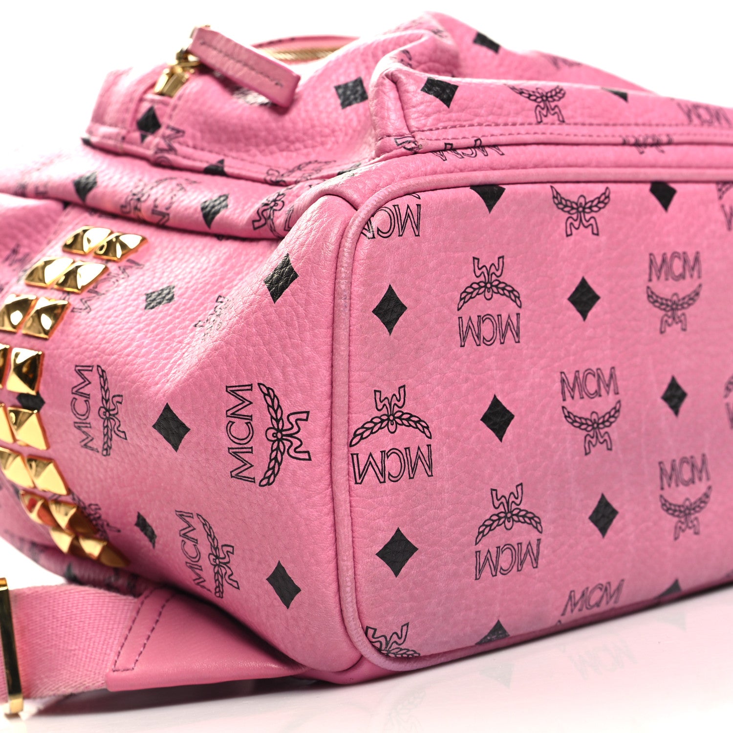 MCM Visetos Small Side Stud Stark Backpack Pink 8 of 10
