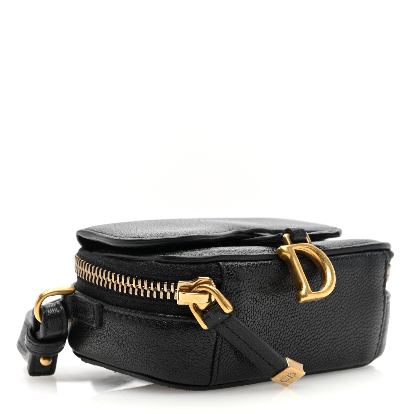 Goatskin Mini Saddle Pouch Black