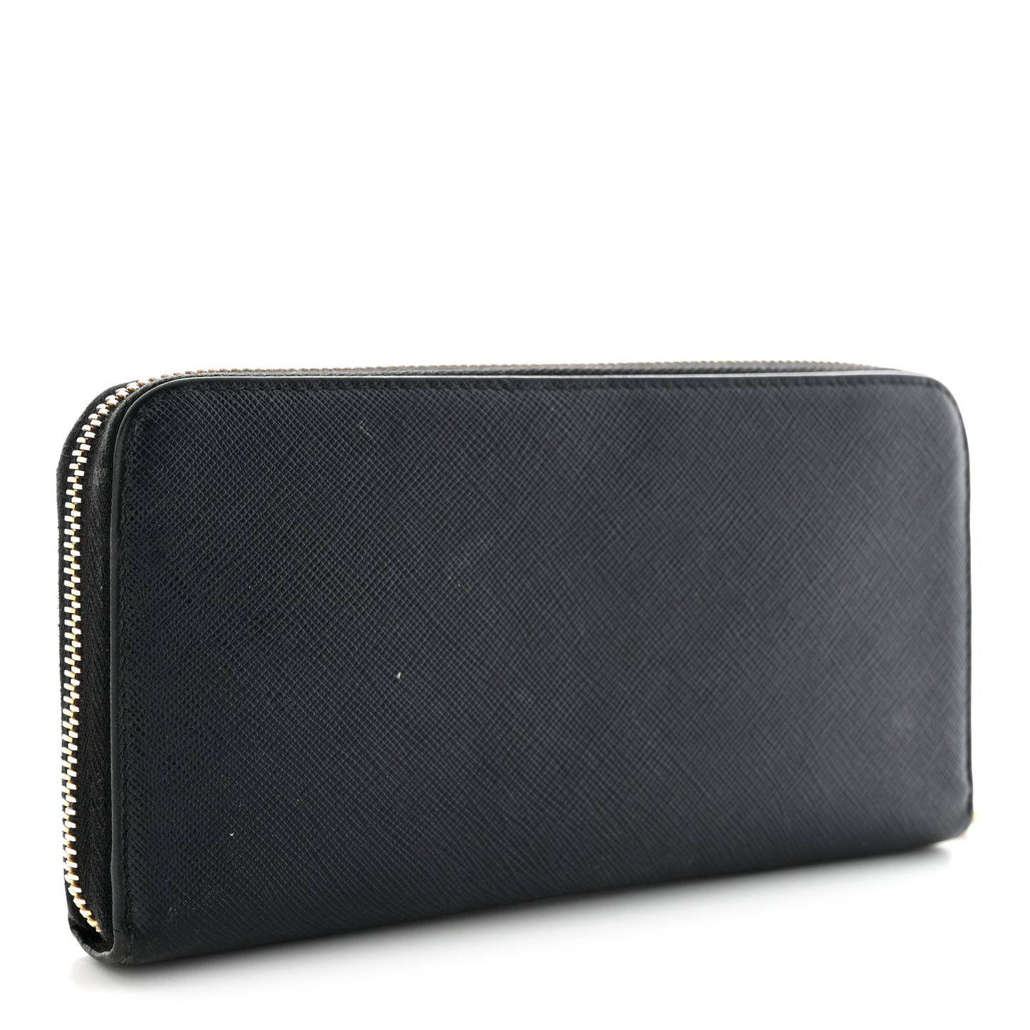 Saffiano Metal Zip Around Wallet Black