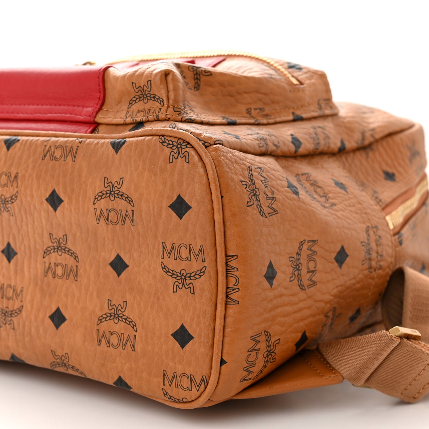 Visetos Small Stark Logo Stripe Backpack Cognac Red