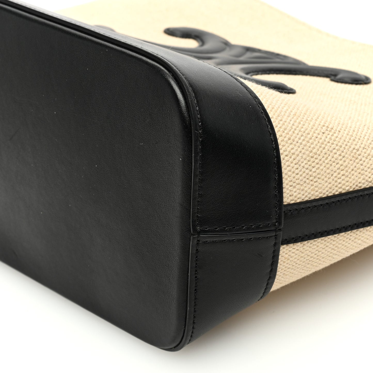 Canvas Calfskin Triomphe Small Bucket Bag Vanilla Black