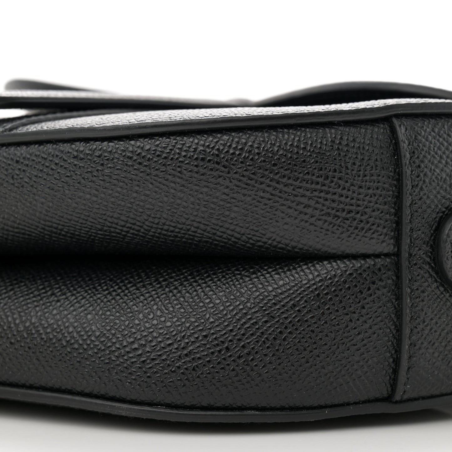 Grained Calfskin Saddle Bag With Strap Black