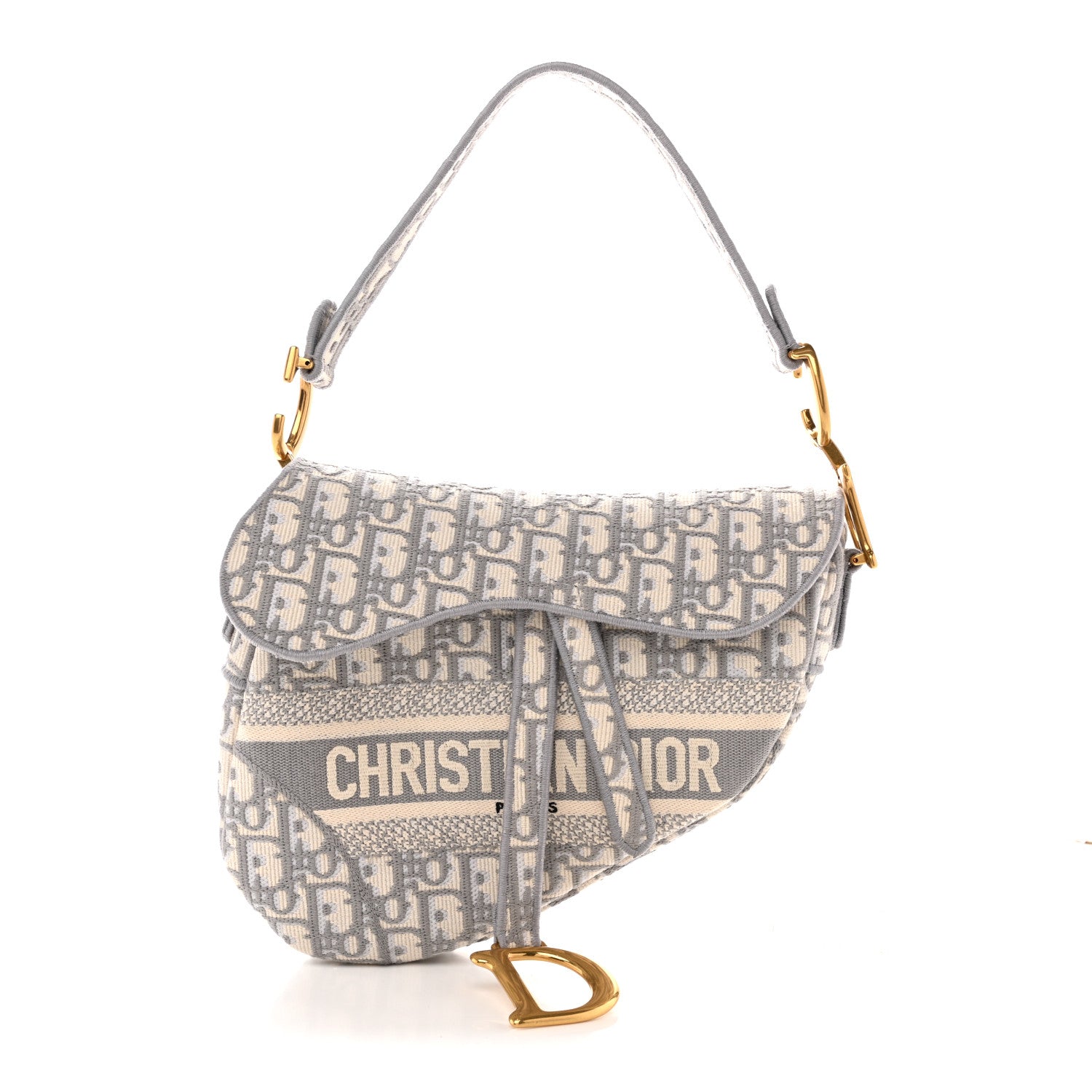 Christian Dior Oblique Embroidered Saddle Bag Gray 1877440