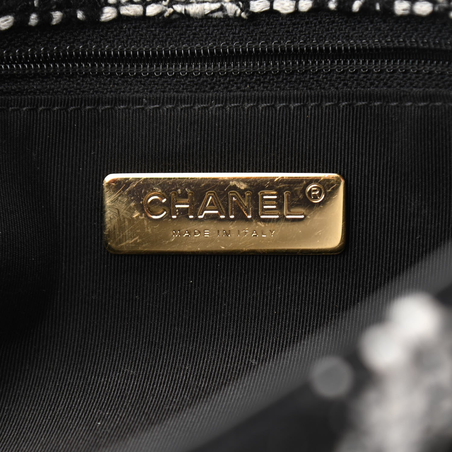 Chanel Tweed Quilted Large Chanel 19 Flap Black White 6 of 10