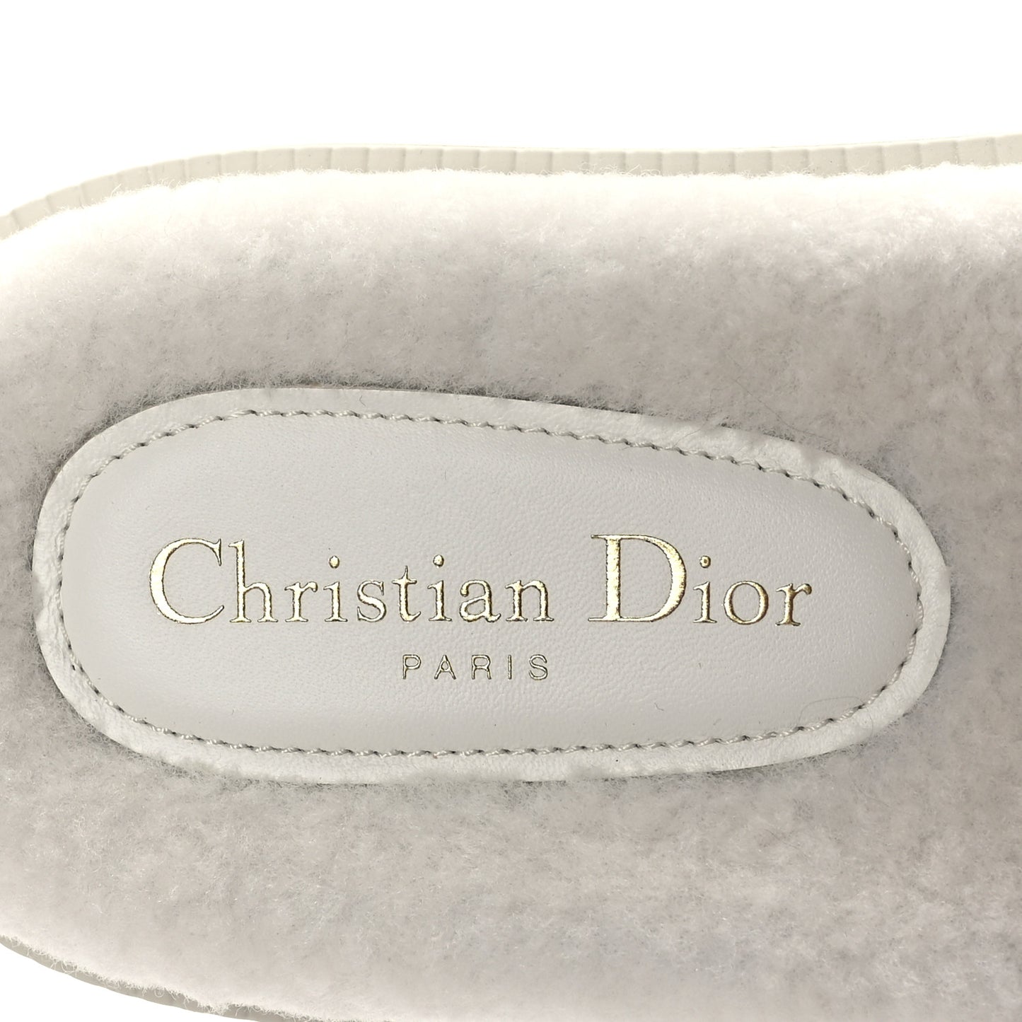 Shearling Canvas Lurex Embroidered Dway 10mm Slide Sandals 38 Natural Platinum