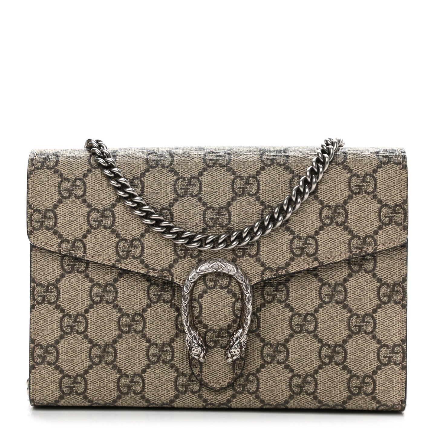 GG Supreme Monogram Mini Dionysus Chain Wallet Beige Vulcanic Red