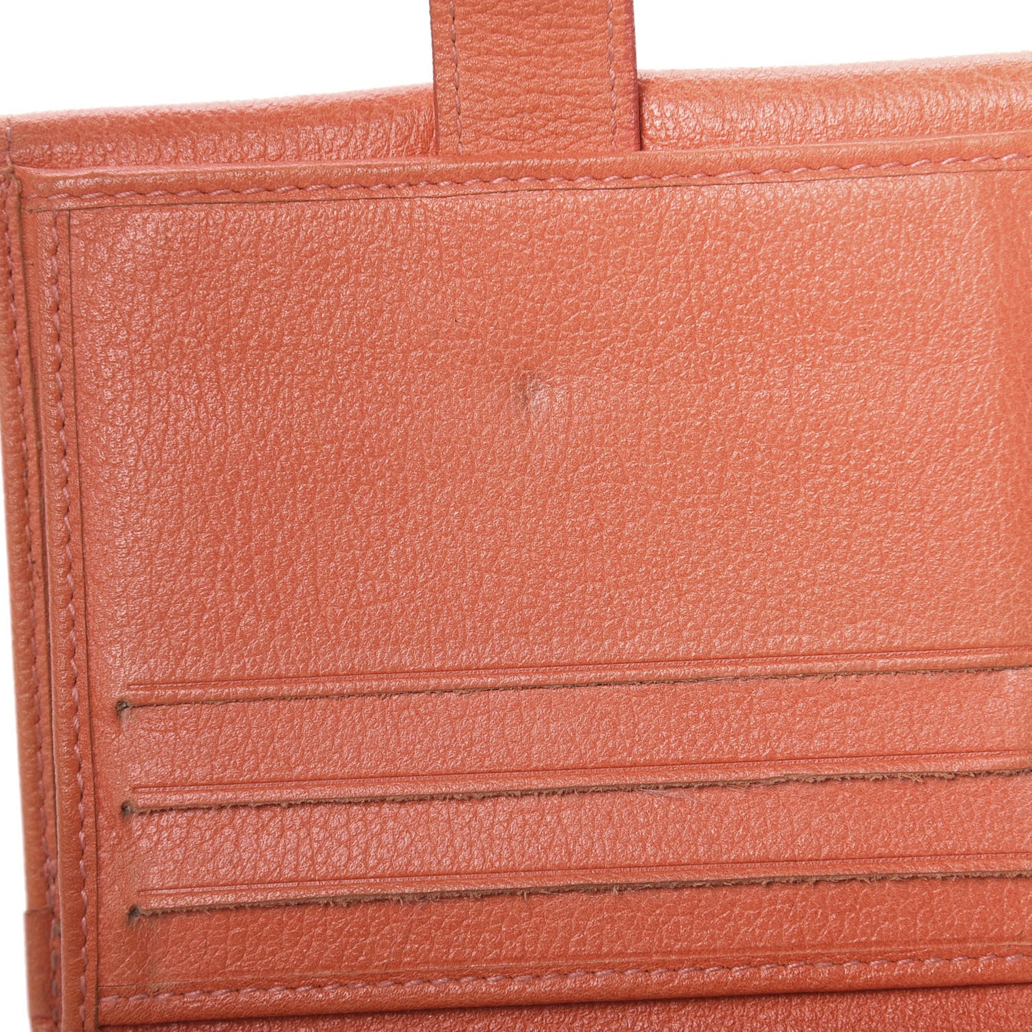 Goatskin Camellia Embossed Card Holder Orange