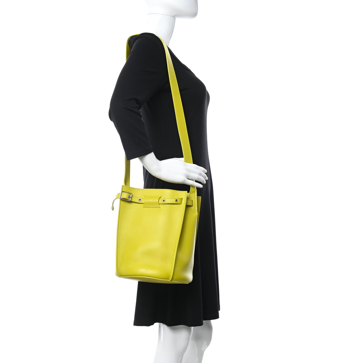 Smooth Calfskin Long Strap Big Bucket Bag Mimosa