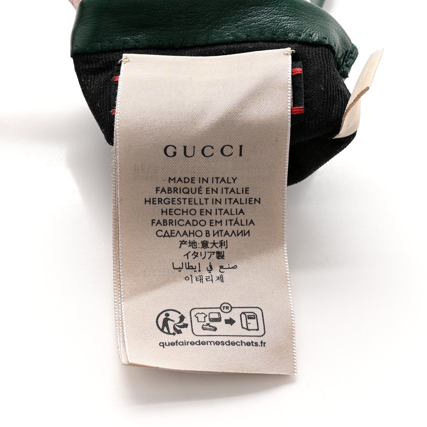 Calfskin Gloves With Buckle M Green Pink