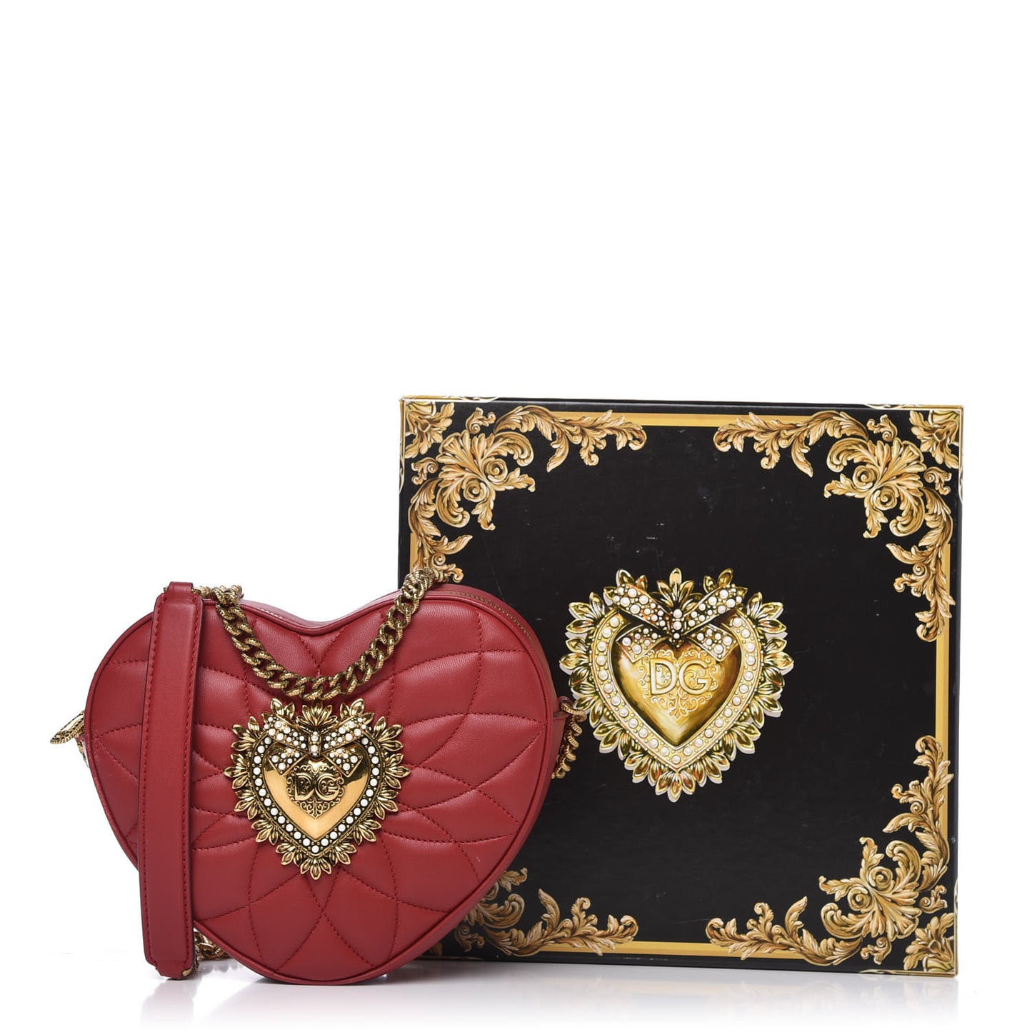 Calfskin Devotion Heart Zip Crossbody Bag Red