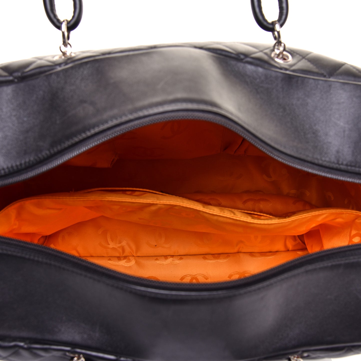 Calfskin Quilted Large Cambon Bag Black