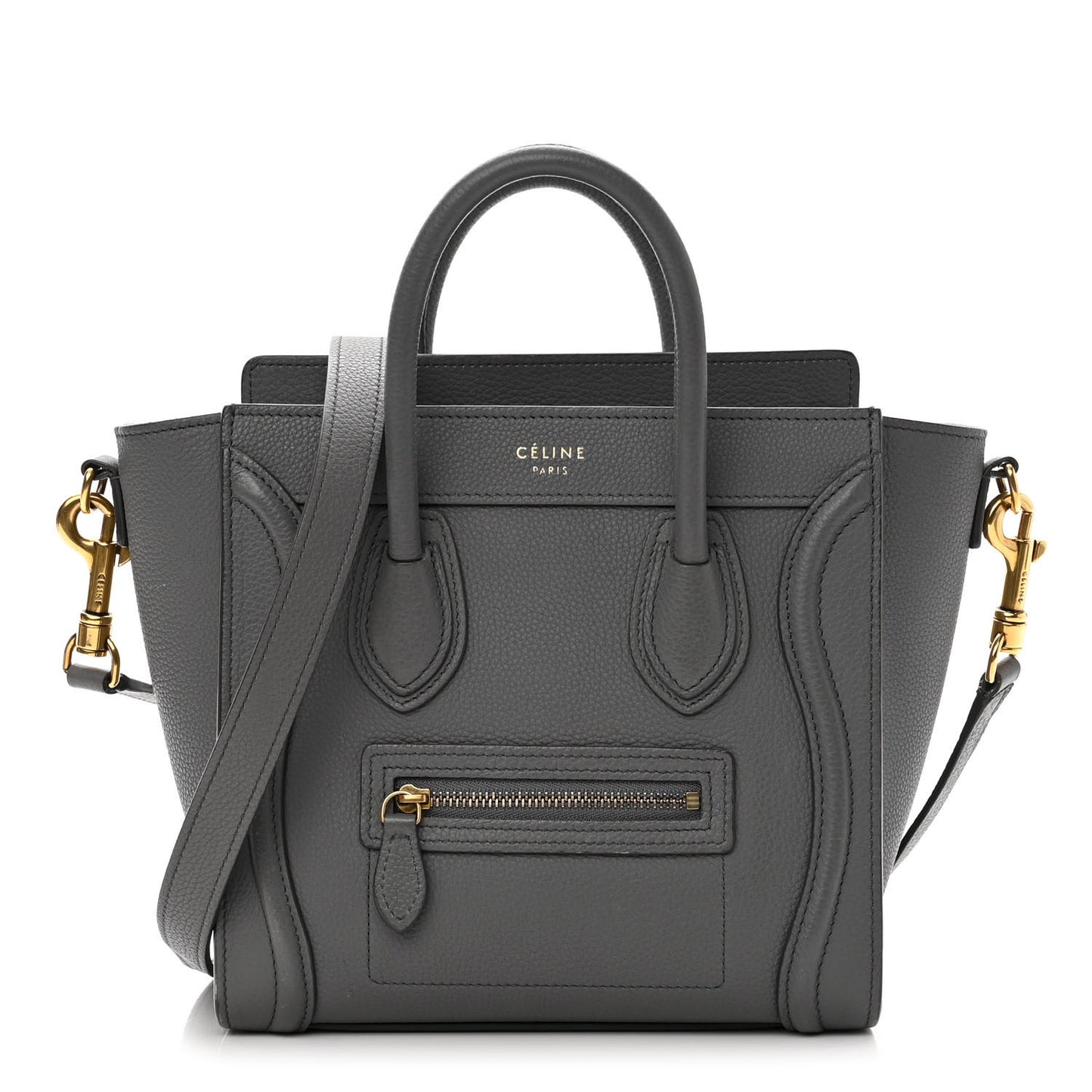 Baby Drummed Calfskin Nano Luggage Kohl