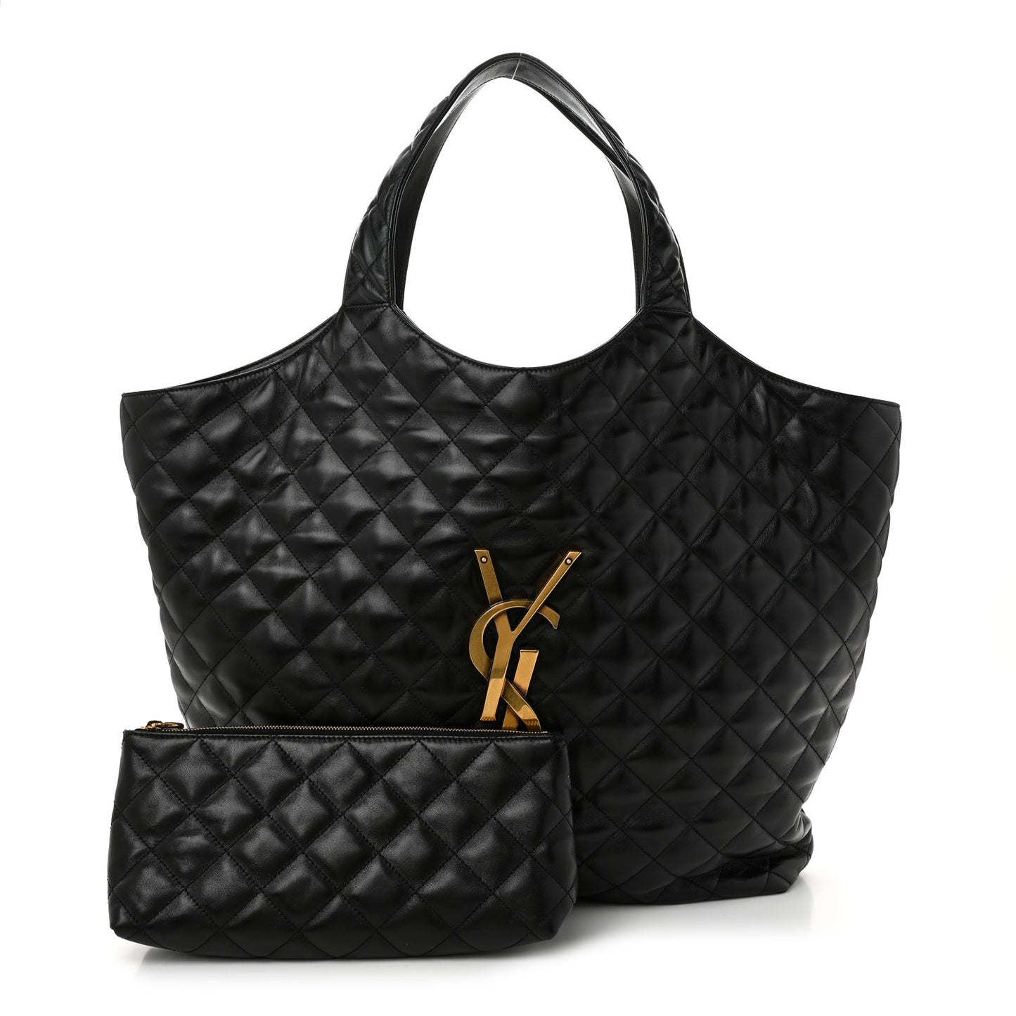 Lambskin Quilted Maxi Icare Shopping Tote Black