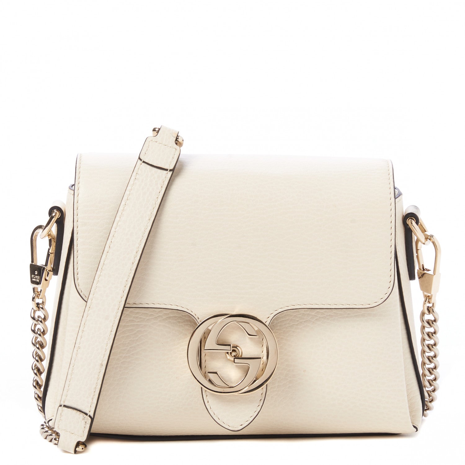 Gucci Dollar Calfskin Interlocking G Crossbody Bag Mystic White