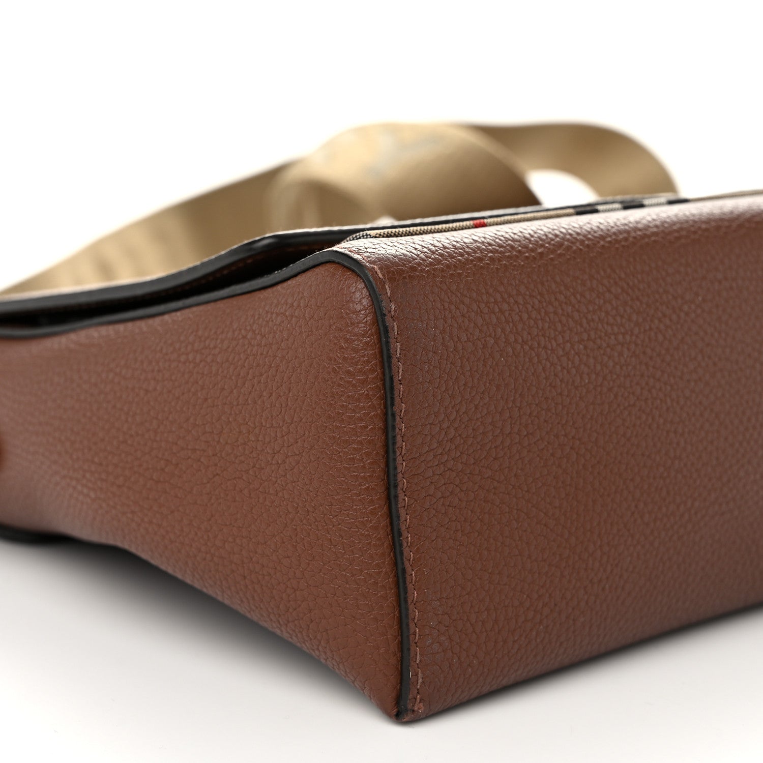 Burberry Calfskin Vintage Check Note Crossbody Bag Tan 9 of 10