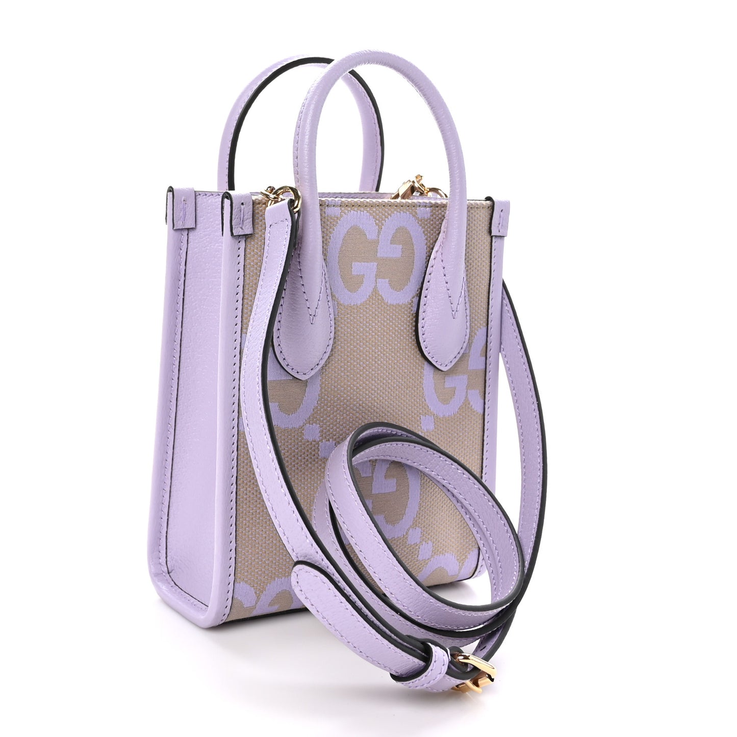 Monogram Jumbo GG Textured Dollar Calfskin Mini Tote Bag Beige Lapis