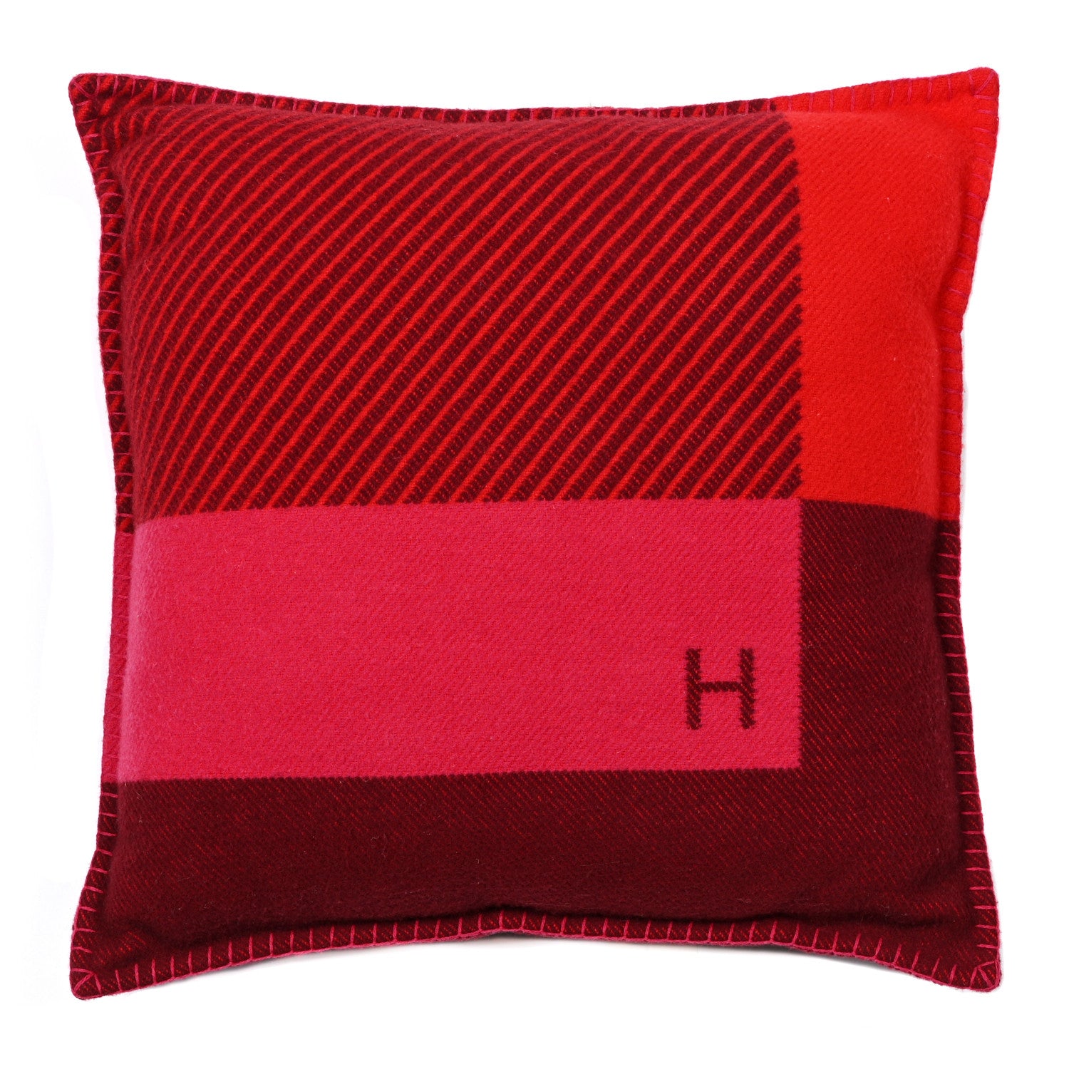 Hermes Wool Cashmere H Riviera Pillow Fuchsia 1 of 3
