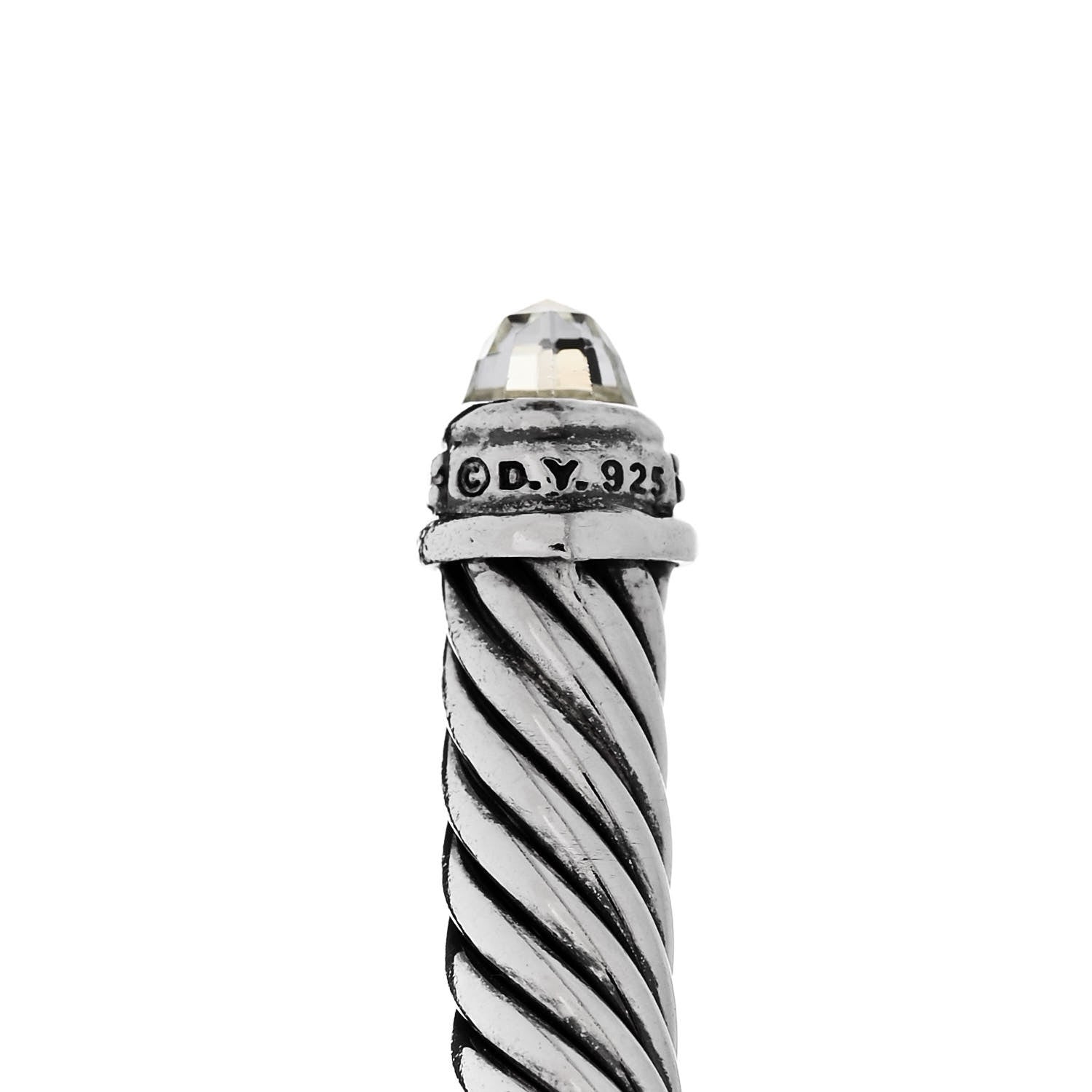 David Yurman Sterling Silver Diamond Prasiolite 5mm Cable Classics Bracelet 3 of 3