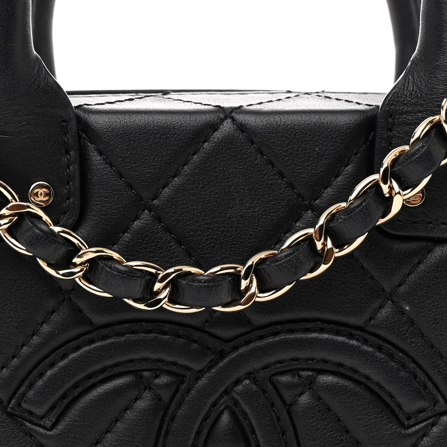 Chanel Calfskin Quilted Studded Square Vanity Case Black 8 of 11