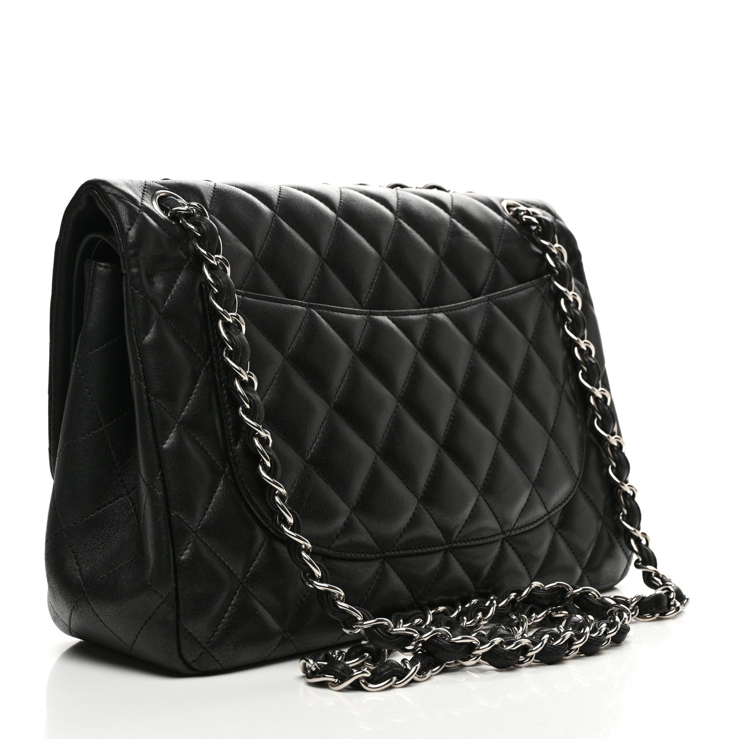 Lambskin Quilted Jumbo Double Flap Black