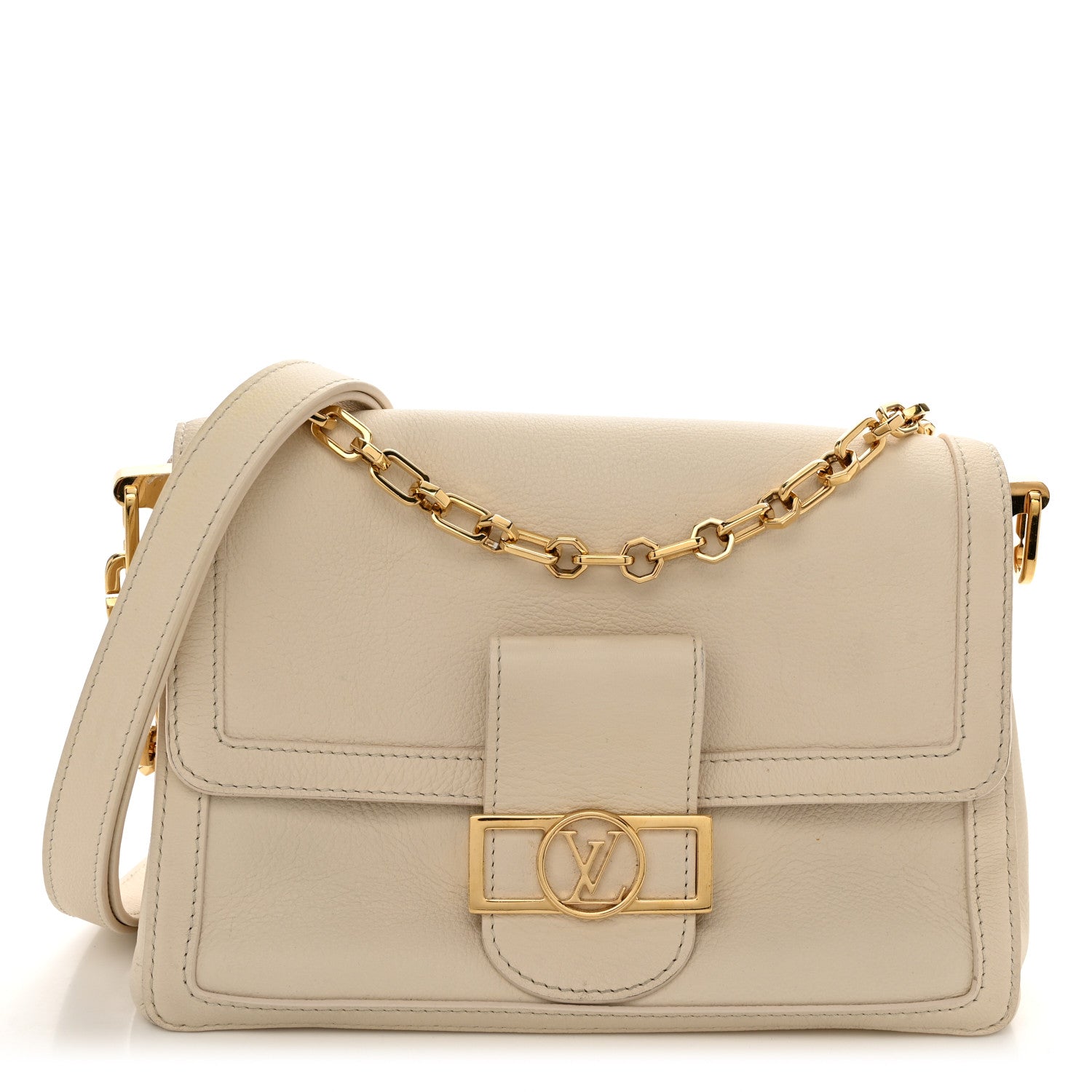 Louis Vuitton Smooth Calfskin Soft Dauphine MM White 1617506