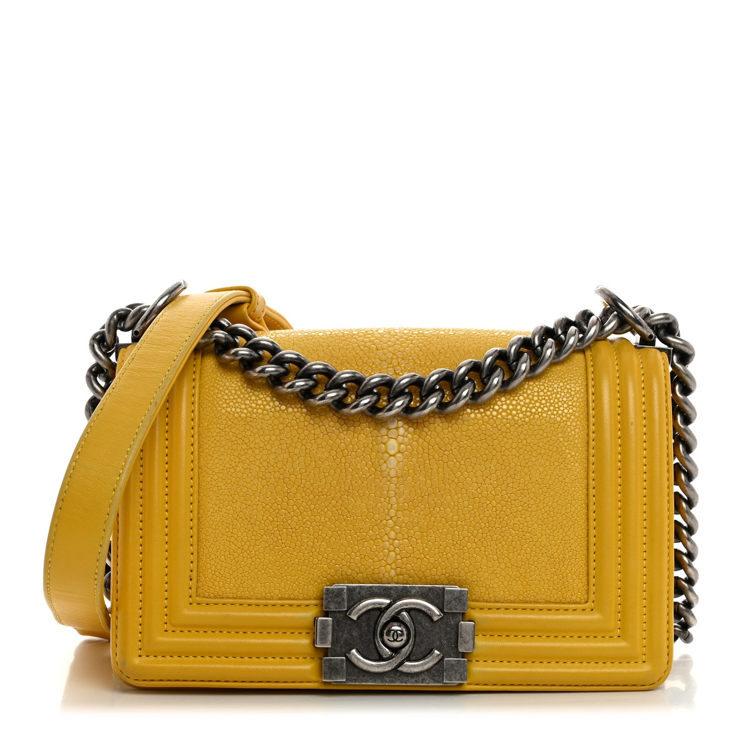 Chanel Galuchat Stingray Small Boy Flap Yellow 1 of 12