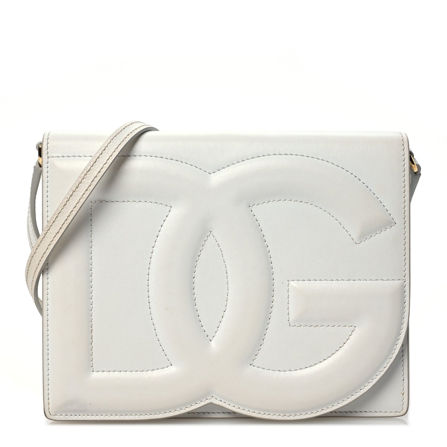 Calfskin DG Logo Flap Crossbody Bag White