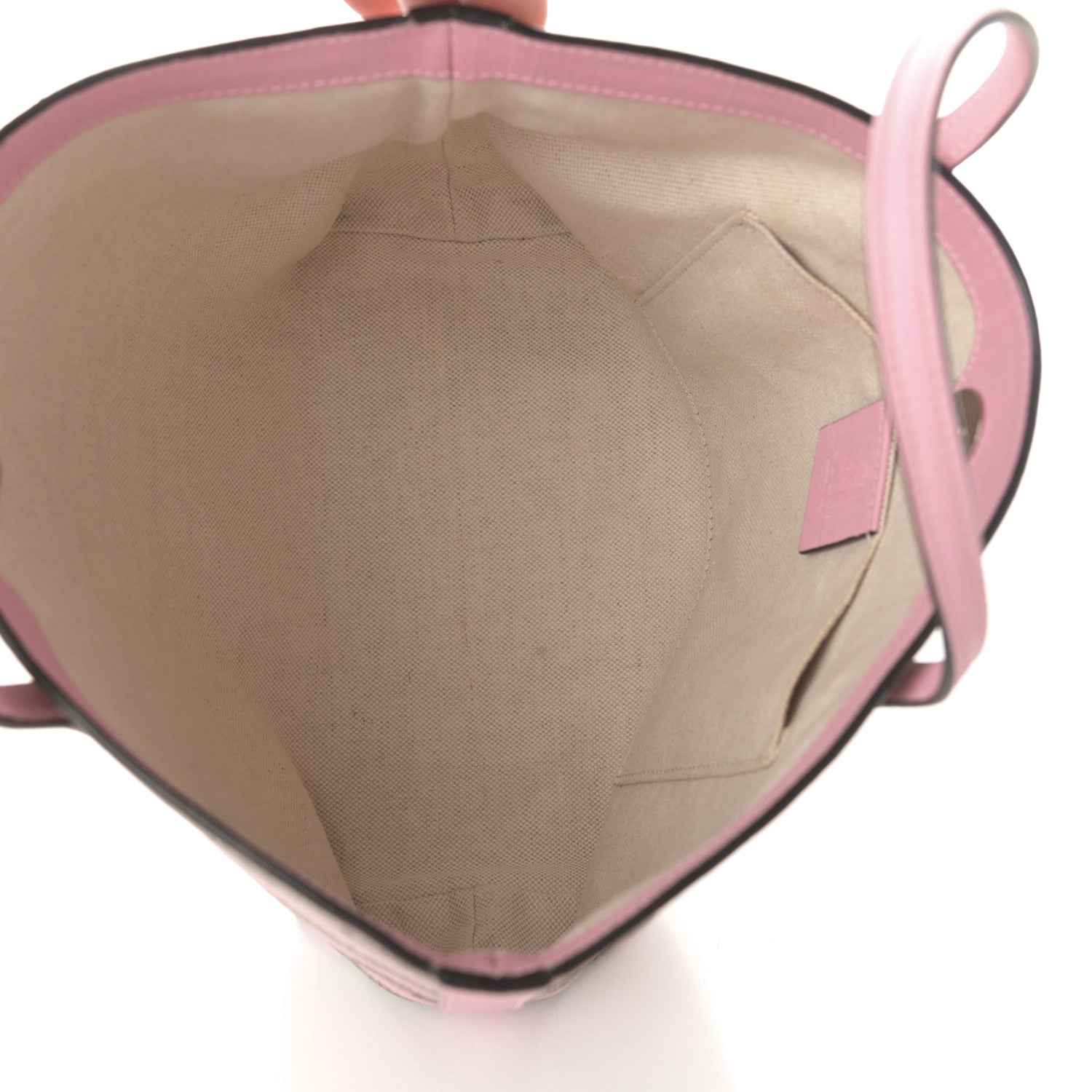 Gucci GG Supreme Monogram Striped Childrens Tote Beige Ebony Pink 5 of 9