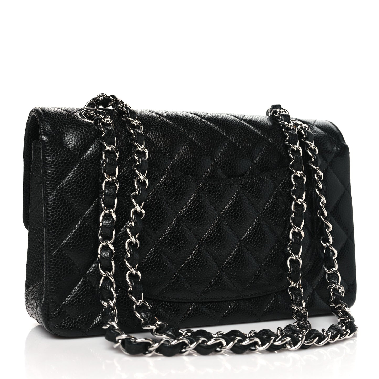 Caviar Quilted Small Double Flap Black