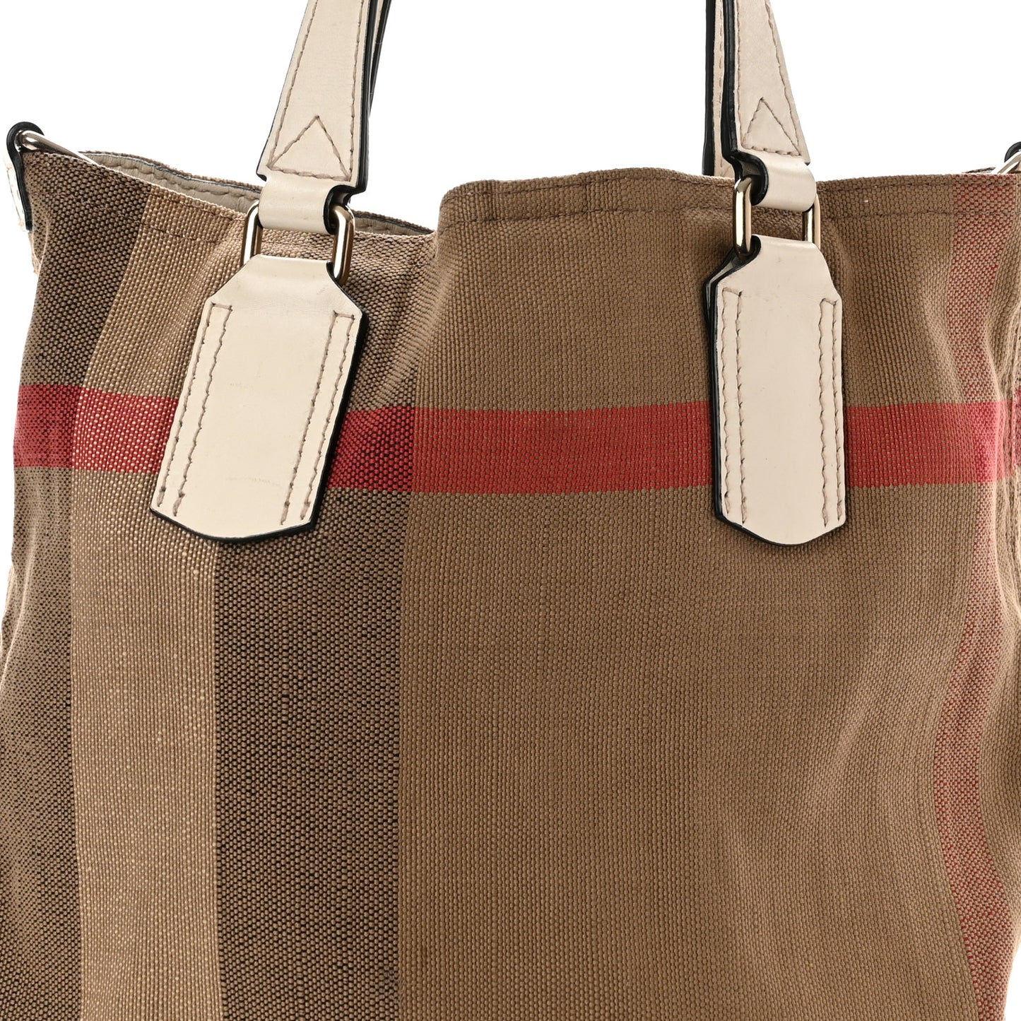 Canvas Mega Check Medium Tottenham Brit Tote White