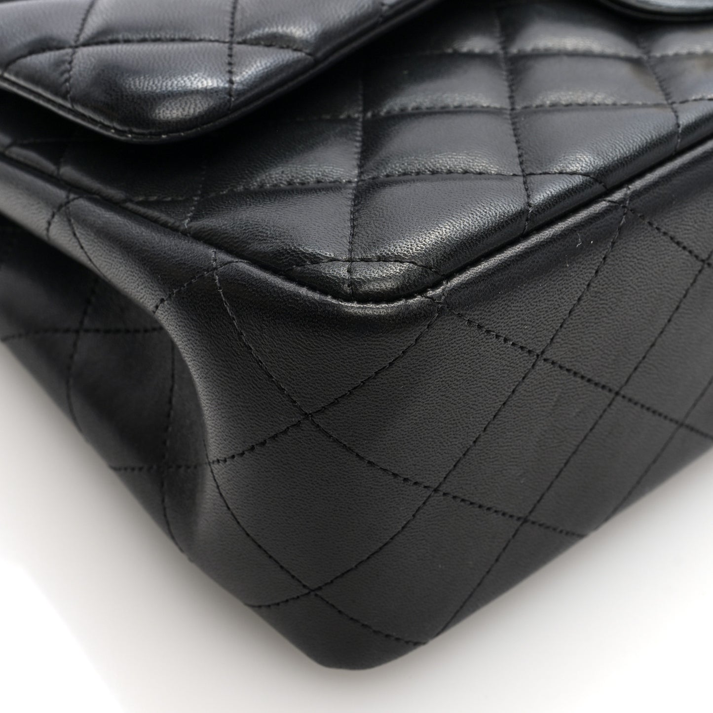 Lambskin Quilted Jumbo Double Flap Black