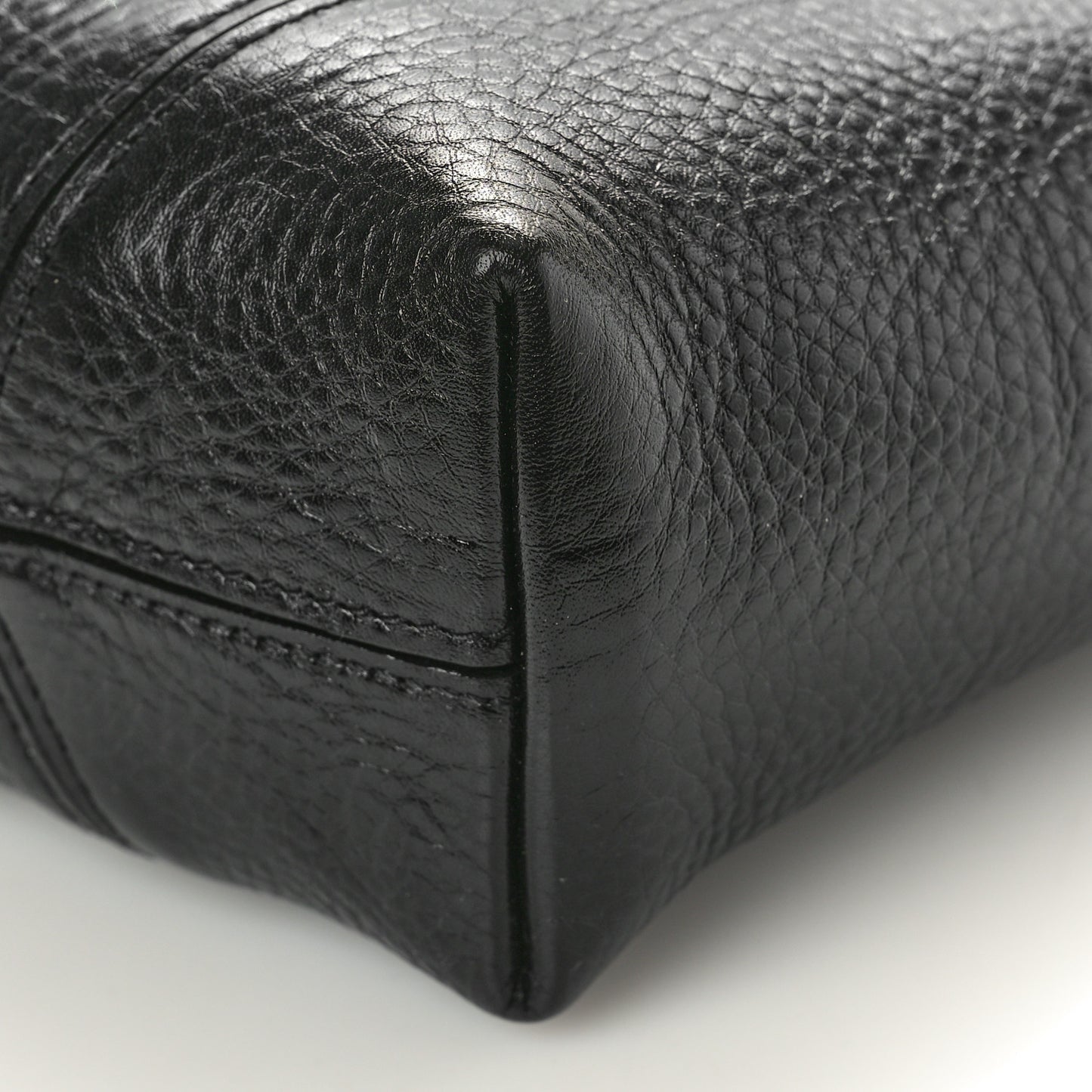 Grained Calfskin Small Spin Tote Black