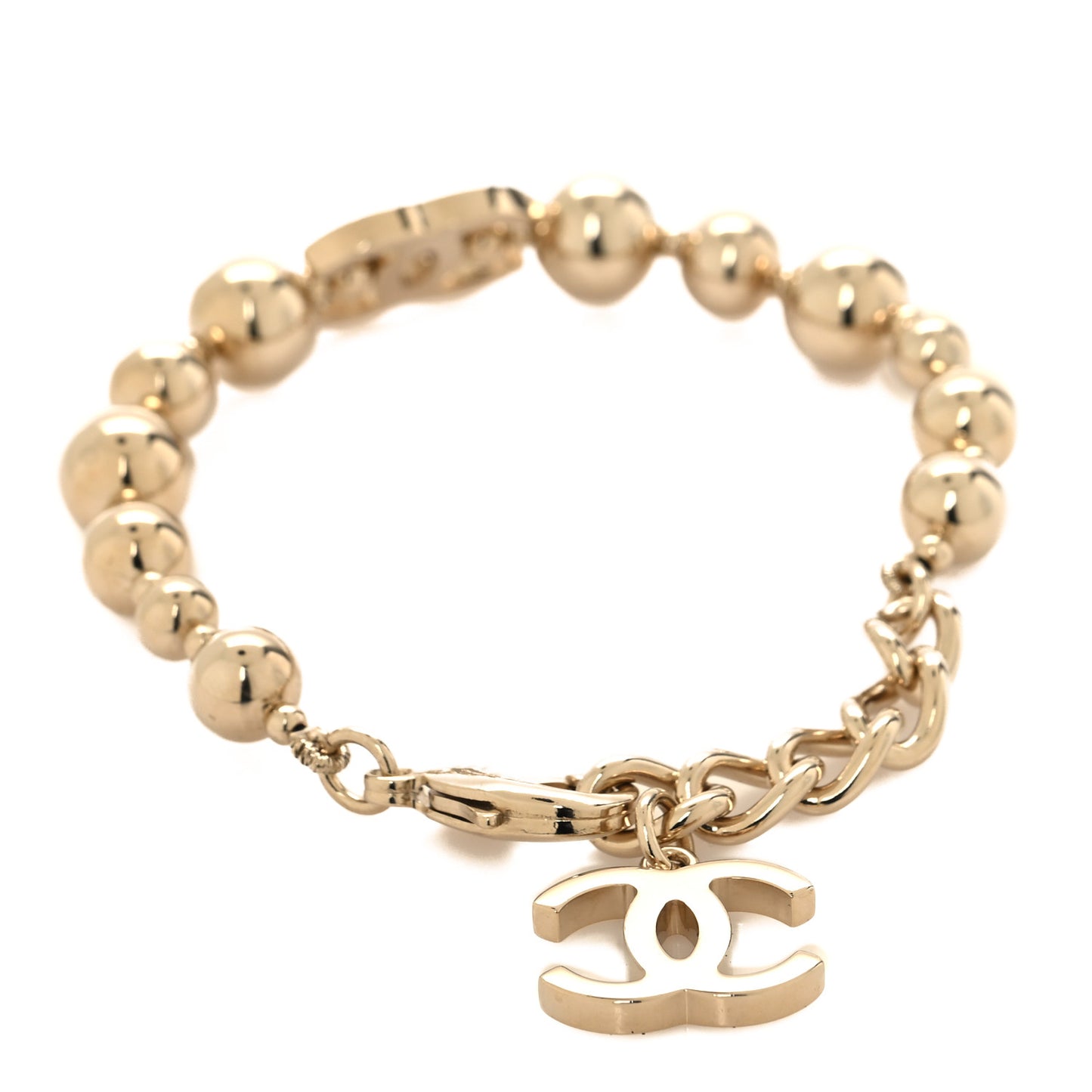 Metal Beaded CC Bracelet Gold
