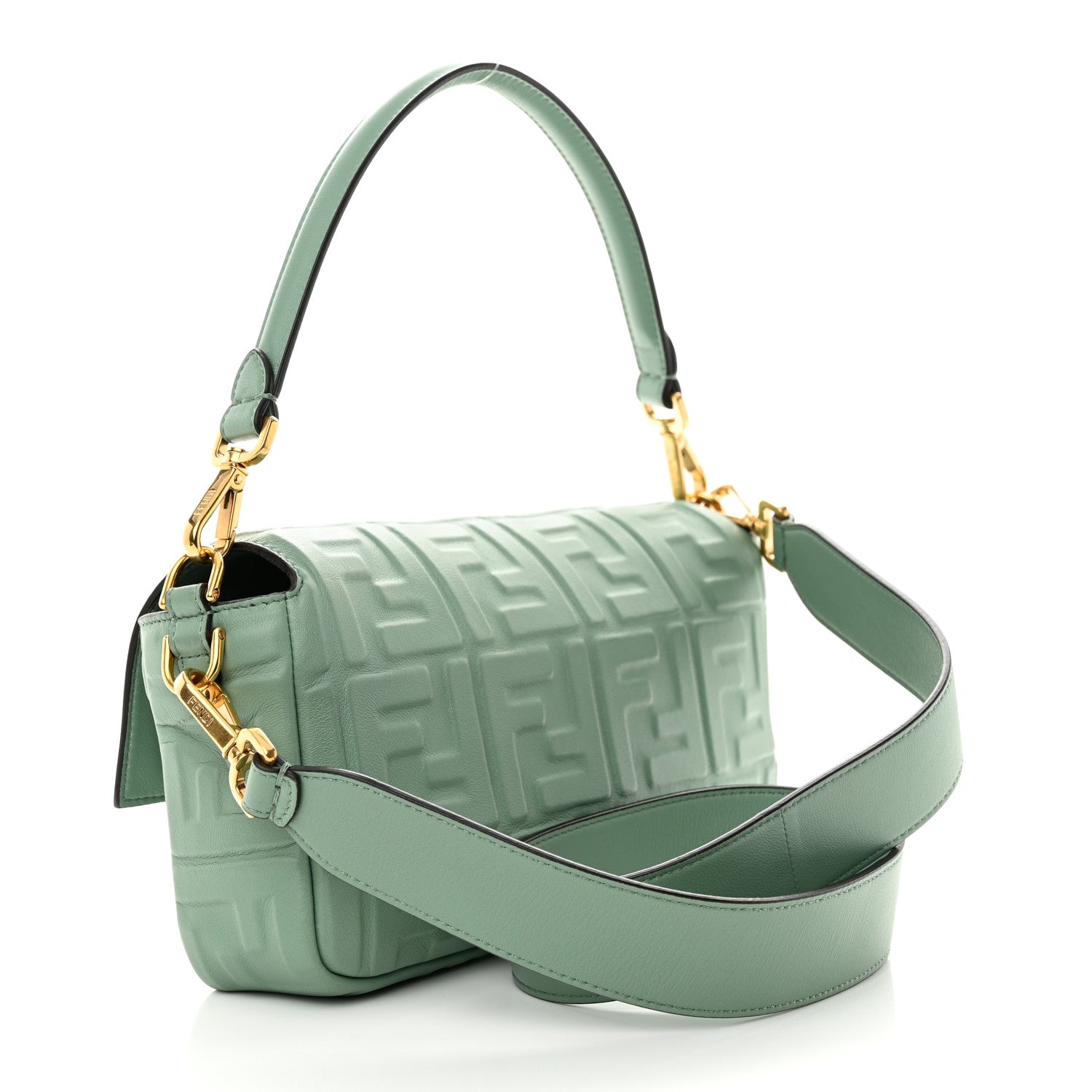 Fendi Nappa FF 1974 Embossed Baguette Menta 3 of 9