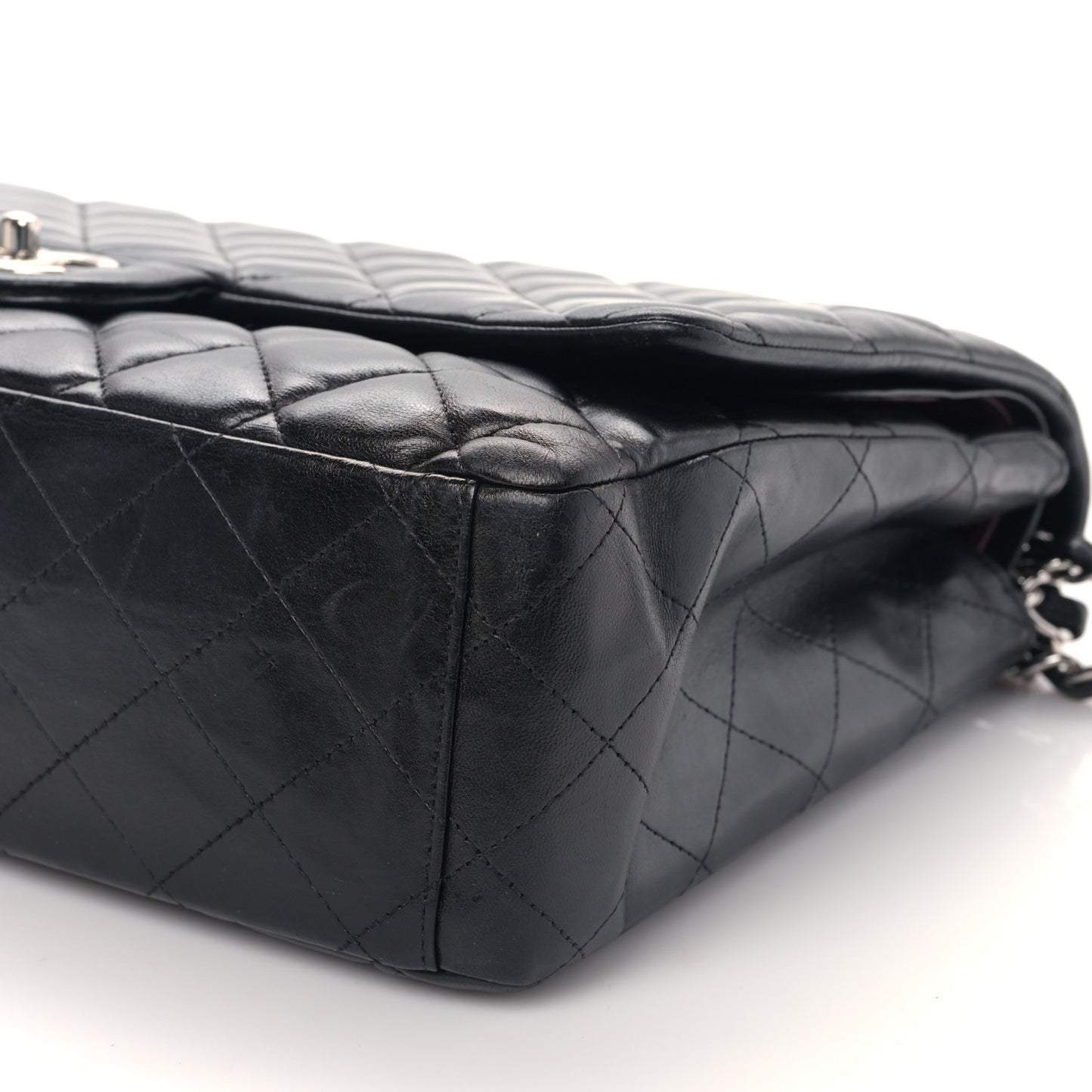 Lambskin Quilted Maxi Single Flap Black