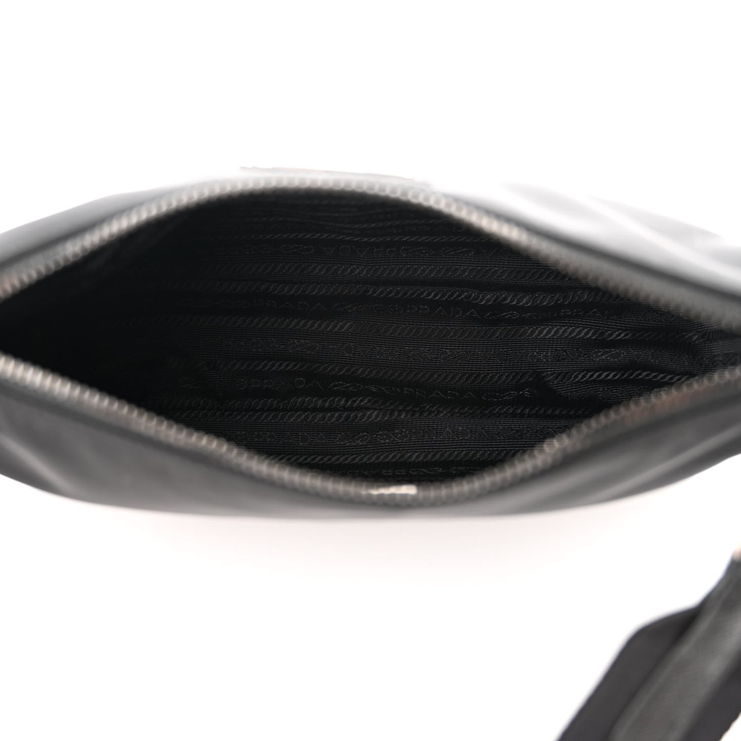 Re-Nylon Saffiano Pocket Zippered Shoulder Bag Black