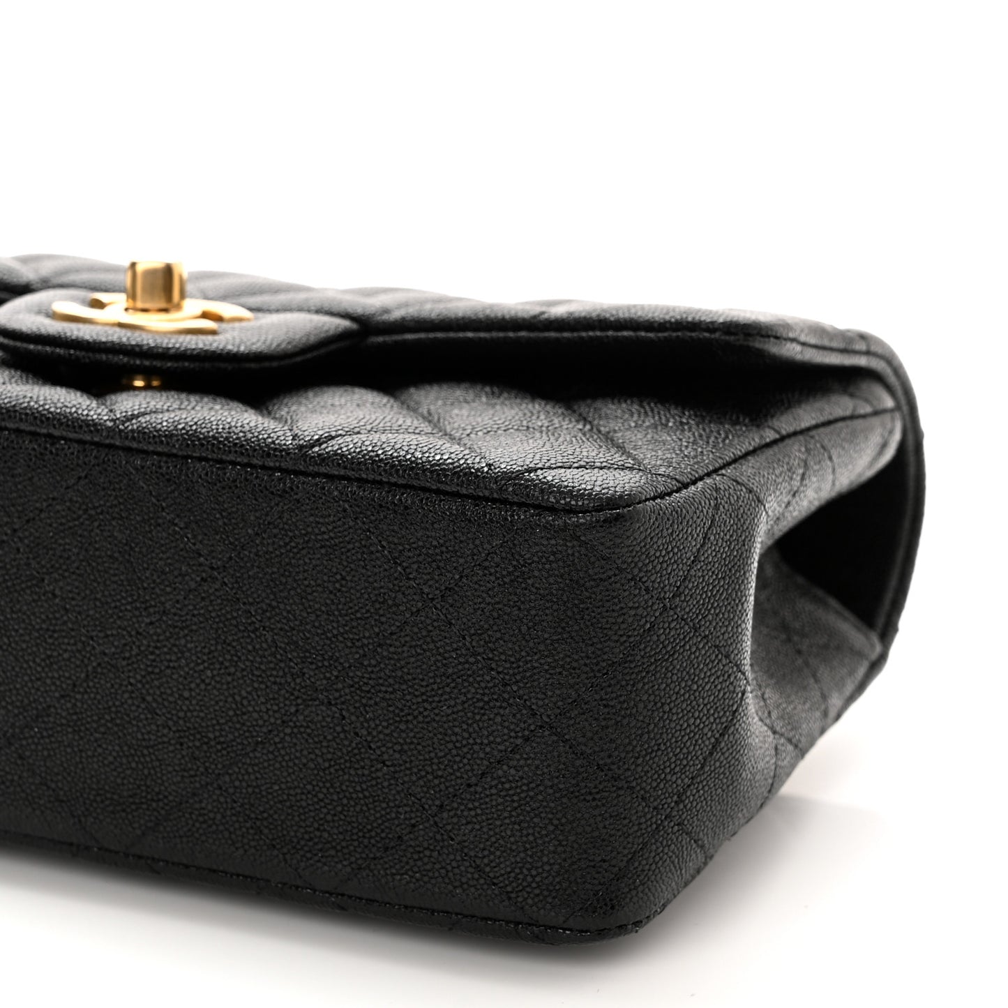 Caviar Quilted Mini Top Handle Rectangular Flap Black