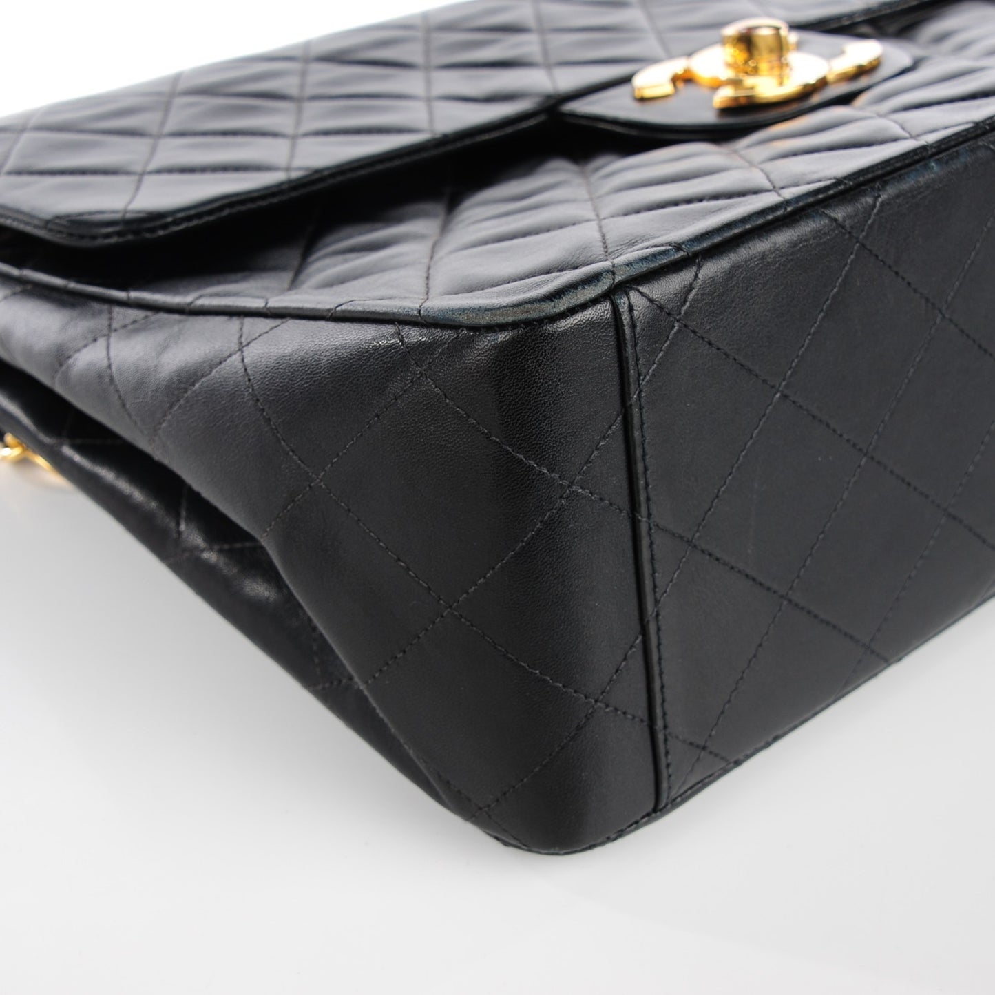 Lambskin Quilted XL Jumbo Single Flap Black