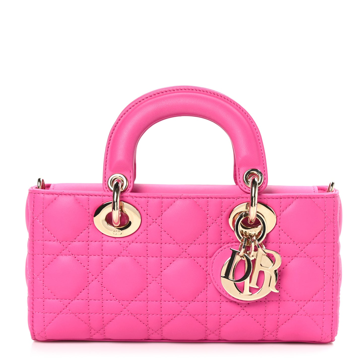 Lambskin Cannage Small Lady D-Joy Fuchsia
