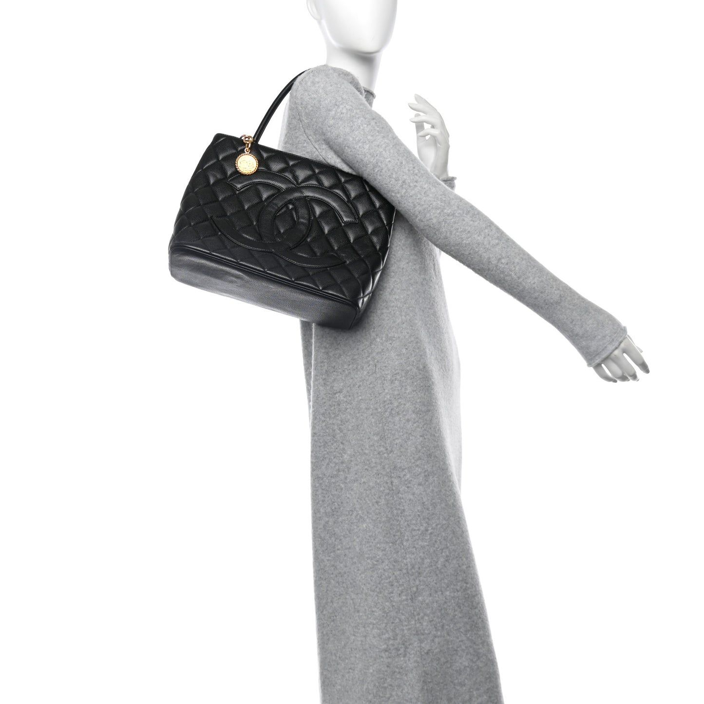 Caviar Quilted Medallion Tote Black