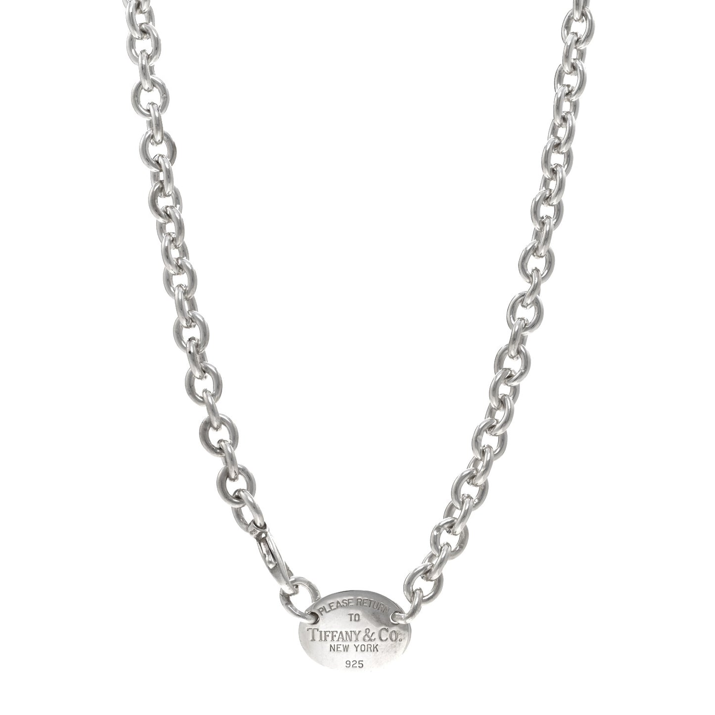 Sterling Silver Return to Oval Tag Choker Necklace