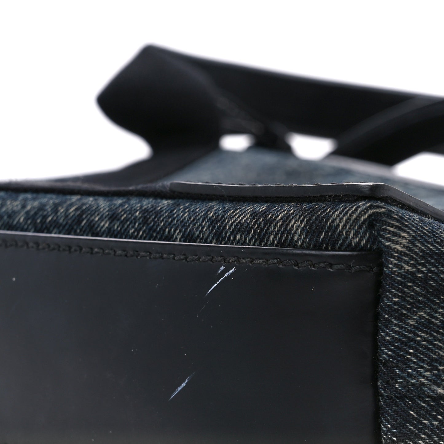 Denim Fabric Satin Calfskin Navy Cabas XS Washed Black
