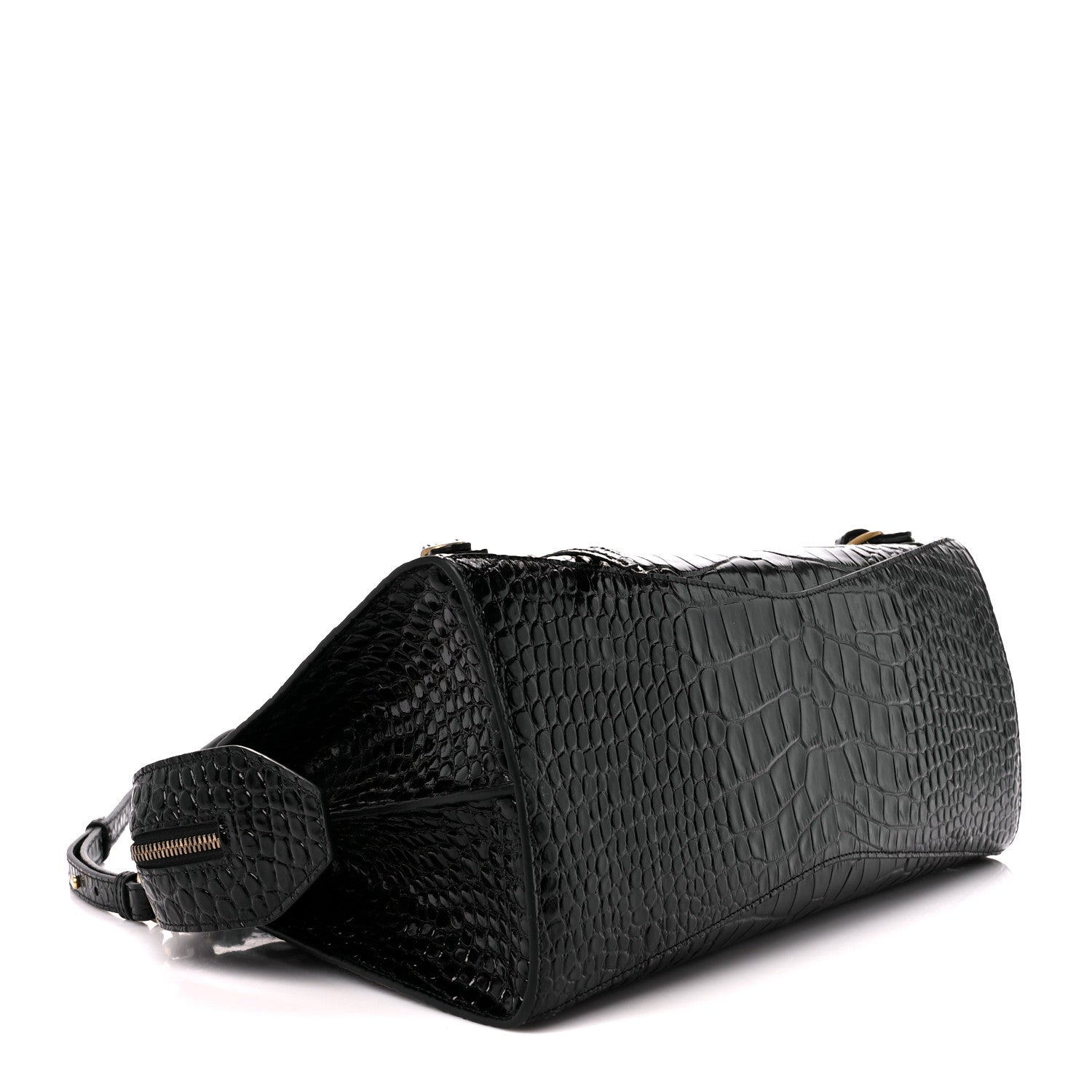 Balenciaga Shiny Supple Calfskin Crocodile Embossed Brass Hardware Neo Classic City Black 4 of 10