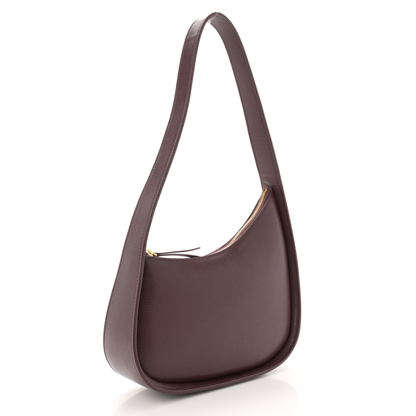 Grained Calfskin Half Moon Shoulder Bag Raisin