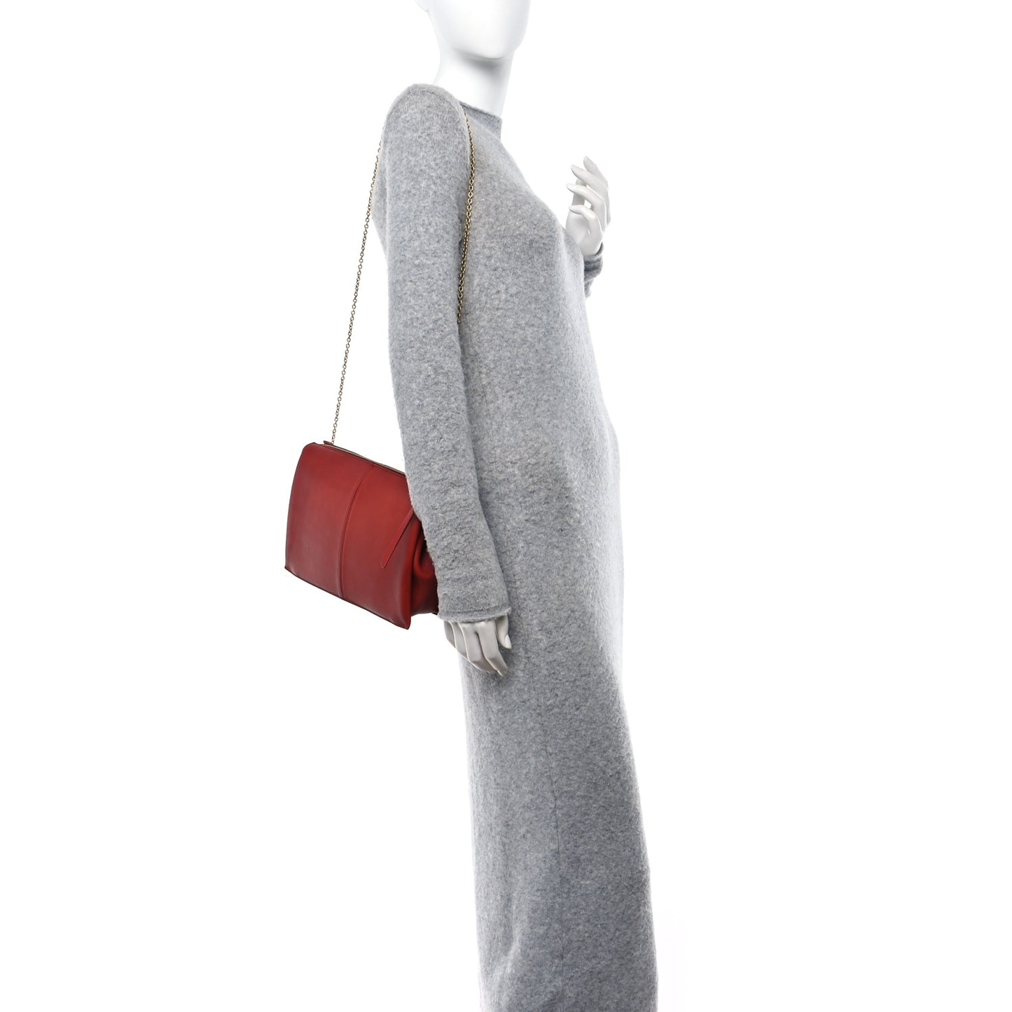 Supple Natural Calfskin Tri-Fold Clutch Red