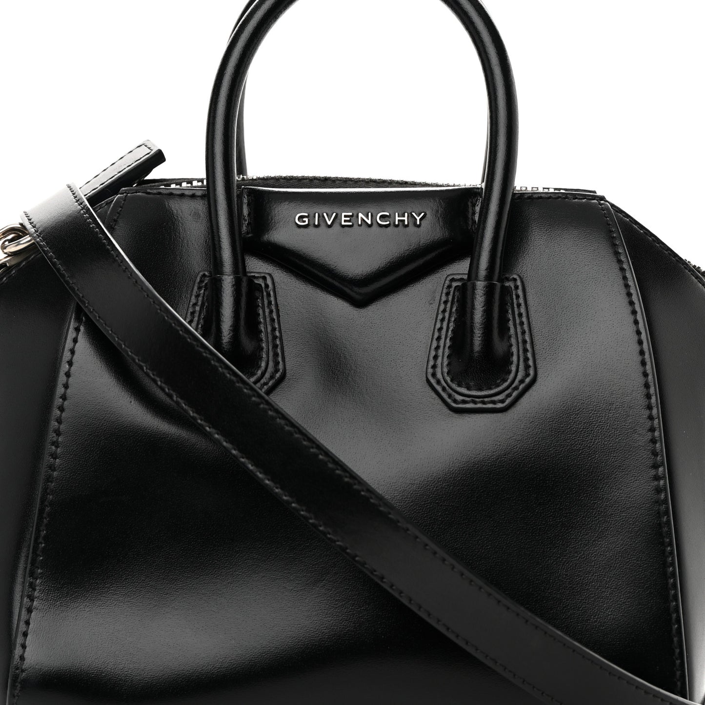Shiny Lord Calfskin Mini Antigona Black