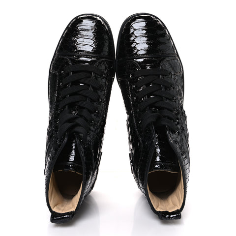 Patent Snakeskin Mens Louis Flat Sneakers 40 Black
