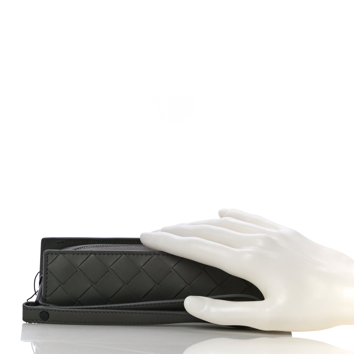 Nappa Maxi Intreccio Wristlet Pouch Graphite